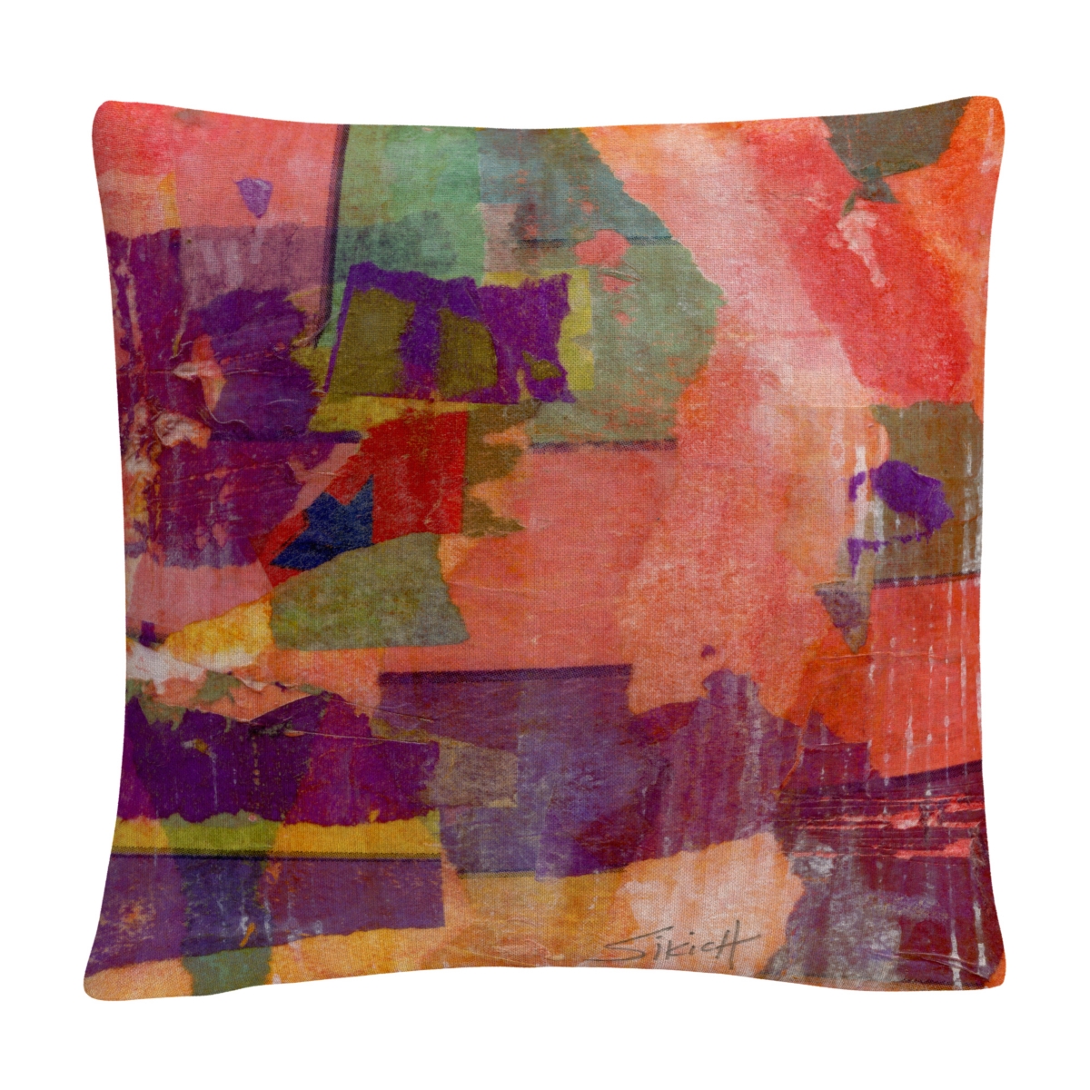 Anthony Sikich Wanderings Colorful Shapes Composition Decorative Pillow, 16 x 16