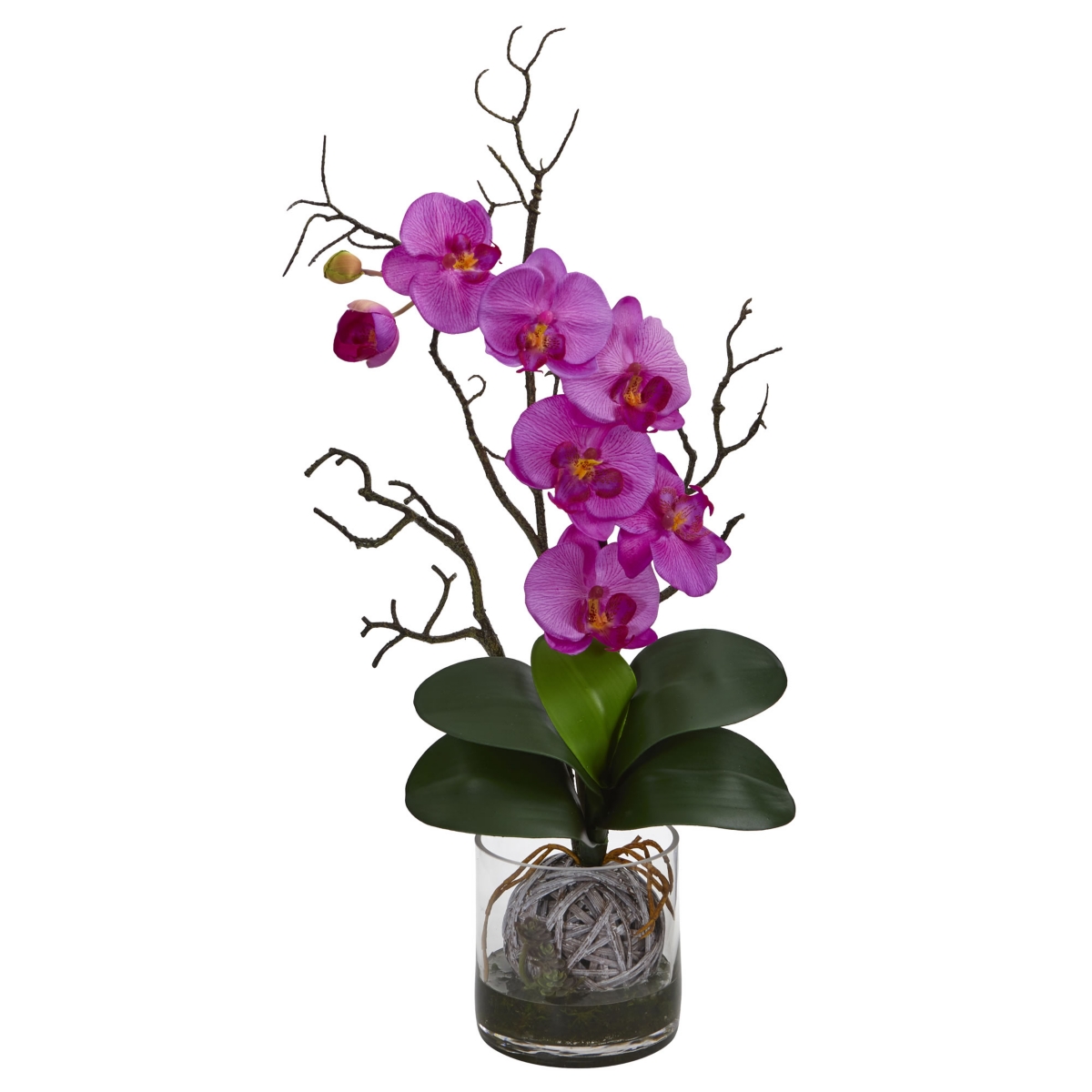 Phalaenopsis Orchid Artificial Arrangement in Vase - Purple