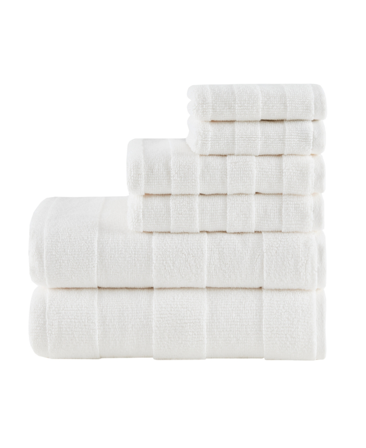 Madison Park Signature Closeout!  Parker Zero-twist Stripe 6-pc. Bath Towel Set In Ivory