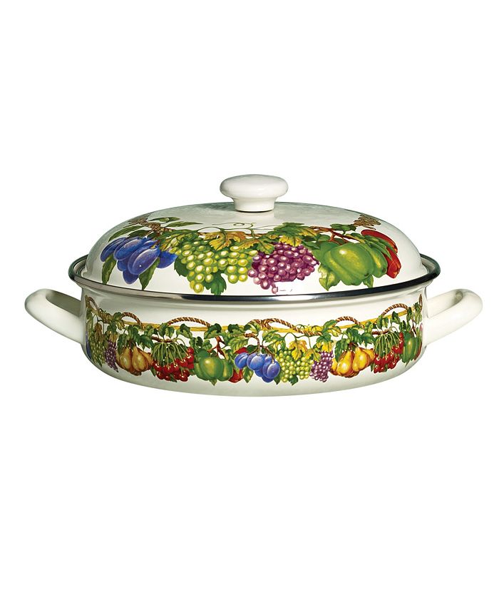 Kensington Garden Collection- Porcelain Enamel Non Stick Non-Corrosive, 3.9  Quart Covered Casserole Baking Dish