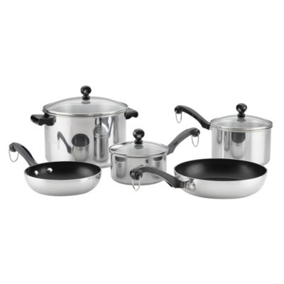 Farberware Classic Series Stainless Steel Nonstick 10-Piece Cookware Set