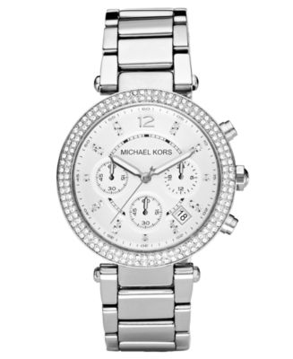 Michael Kors Women's Chronograph Parker Stainless Steel Bracelet Watch ...