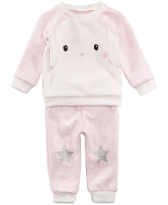 First Impressions Baby Girls Bunny Sweatshirt & Star Jogger Pants, Created for Macy's