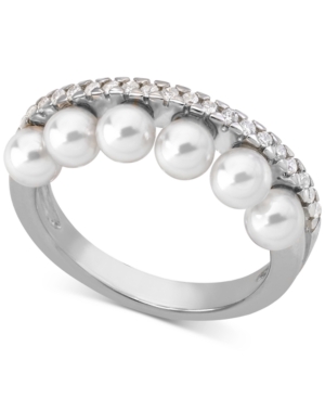 Majorica STERLING SILVER CUBIC ZIRCONIA & IMITATION PEARL RING