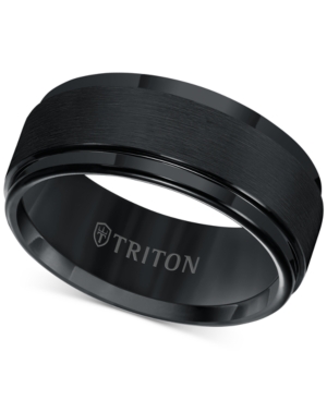 image of Triton Brush Finish Edged Comfort Fit Band in Tungsten Carbide