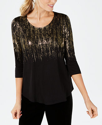 JM Collection 3/4-Sleeve Printed Tunic Top, Created for Macy's ...