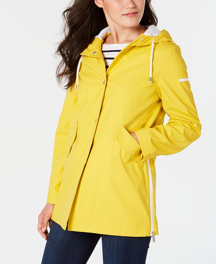 French Connection Hooded Zip-Slit Raincoat - Macy's
