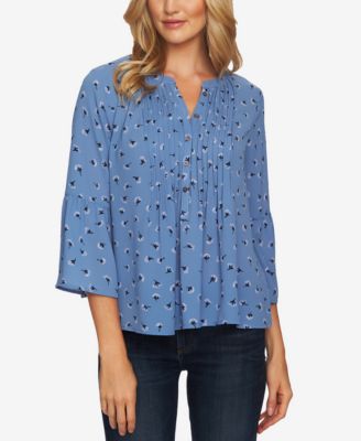CeCe - Floral-Print Pleated Top