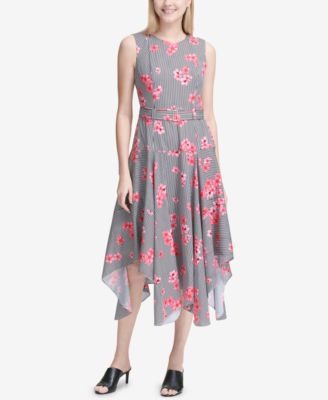 calvin klein belted handkerchief dress