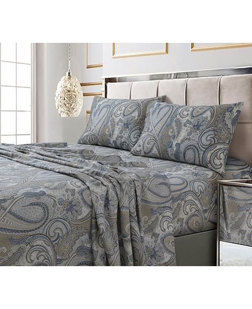 Tribeca Living Paisley Park Printed Sateen Extra Deep Pocket Cal King Sheet Set Reviews Sheets Pillowcases Bed Bath Macy S