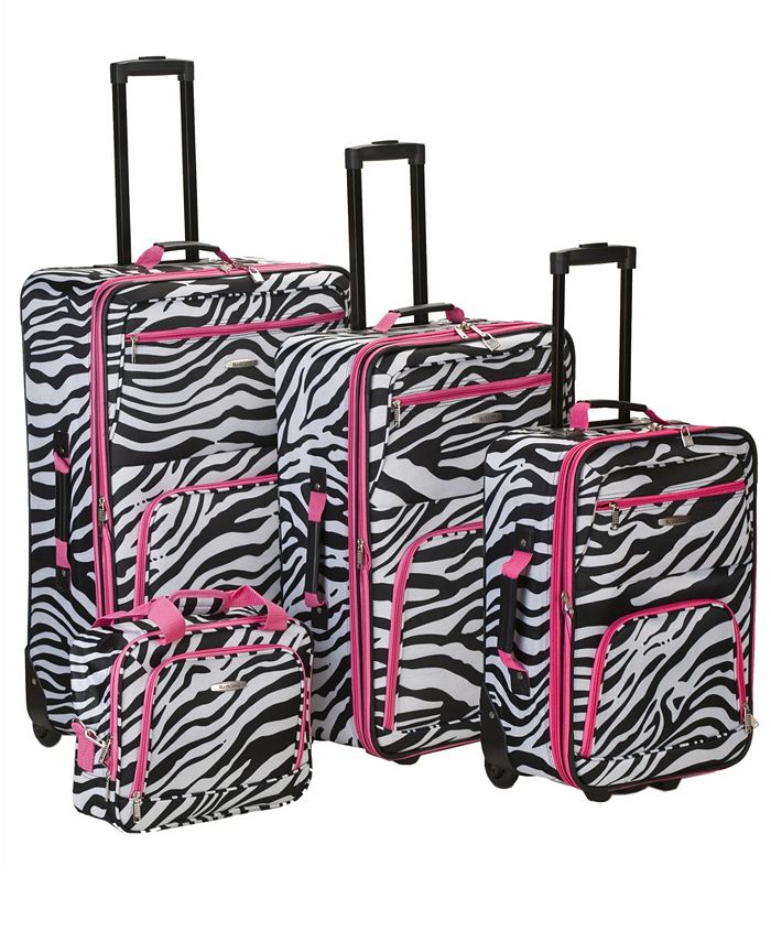 Pink zebra luggage on sale