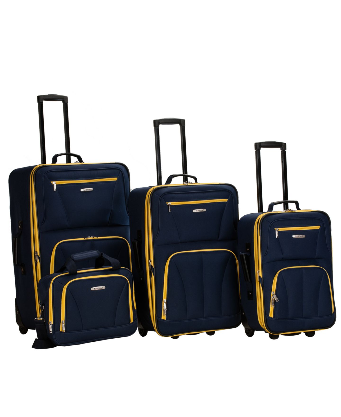 Чемоданы Rockland 4-Pc. Softside Luggage Set, цвет: Тёмно-синий / Жёлтый — фото 1