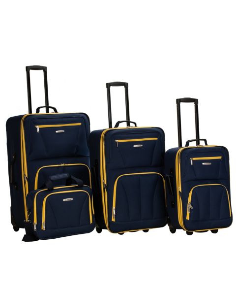 Чемоданы Rockland 4-Pc. Softside Luggage Set, цвет: Тёмно-синий / Жёлтый