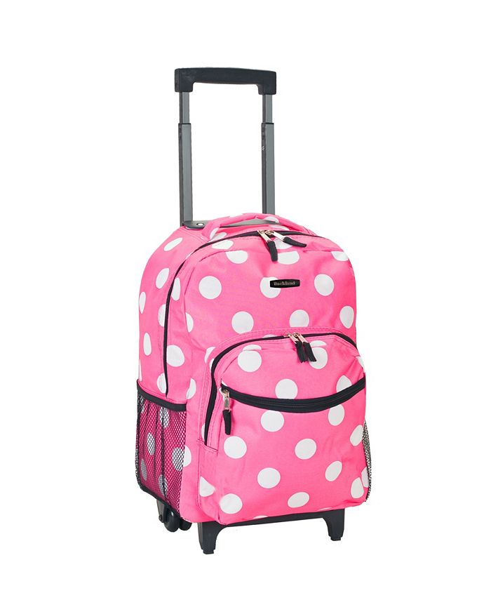Rockland Pink Dots 17" Rolling Backpack Macy's