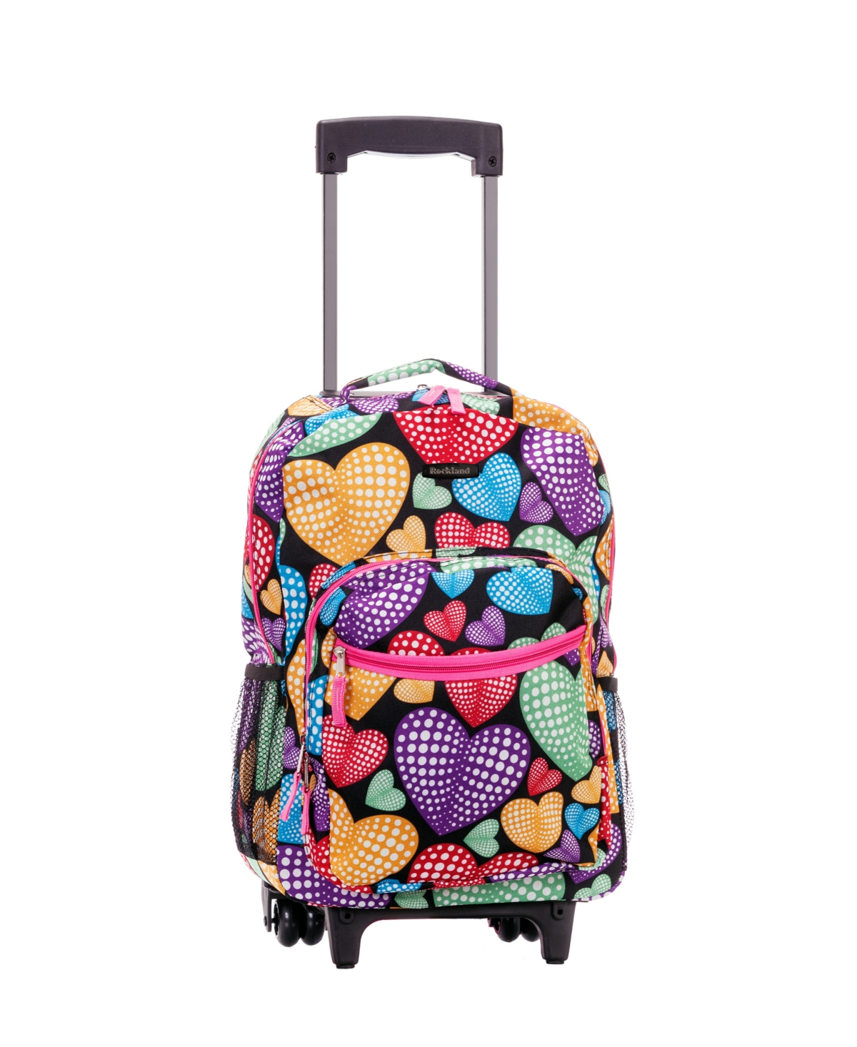 17" Rolling Backpack - Pink Hearts