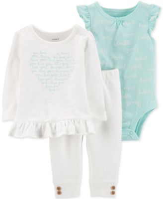 Carter's - Baby Girls 3-Pc. Top, Bodysuit & Jogger Pants Set