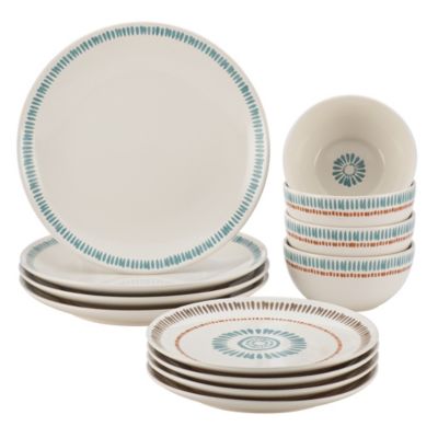 Rachael Ray - Cucina Sun Daisy 12-Piece Stoneware Dinnerware Set
