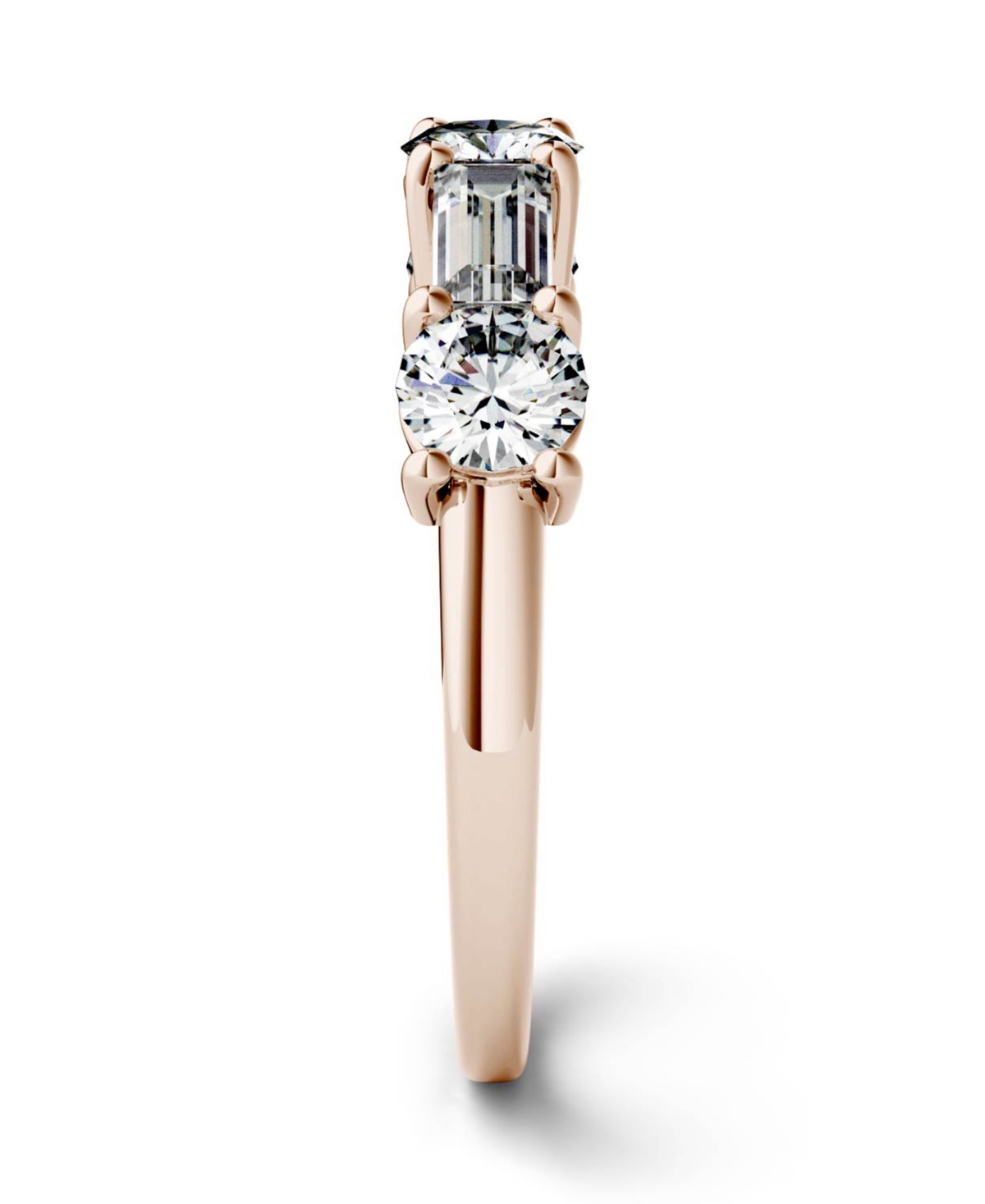 Moissanite Round and Baguette Stackable Ring (1-1/6 ct. tw. Diamond Equivalent) in 14k White or- Rose Gold