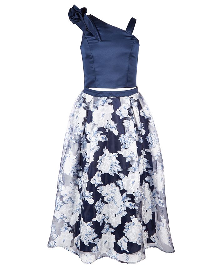 Nanette Lepore Big Girls 2-Pc. Satin Top & Floral-Print Skirt Set - Macy's
