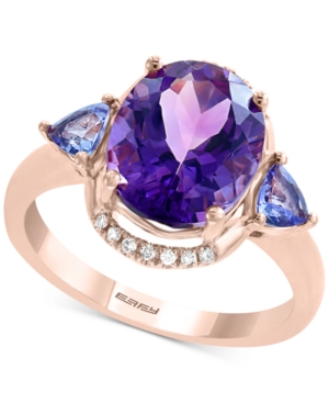 image of Effy Multi-Gemstone (3-7/8 ct. t.w.): Amethyst, Tanzanite & Diamond Accent Ring in 14k Rose Gold