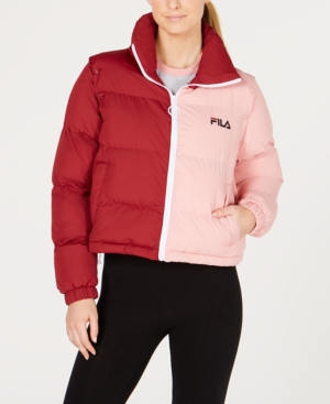 FILA COLORBLOCKED CONVERTIBLE CROPPED PUFFER JACKET