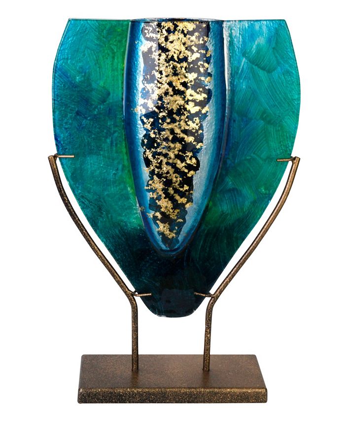 Jasmine Art Glass 11" x 16" Tear Drop Vase, Gold Kissed Stand Macy's