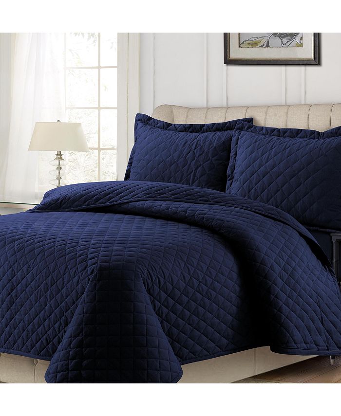 Tribeca Living Cotton Flannel Solid Oversized Queen Quilt Set & Reviews