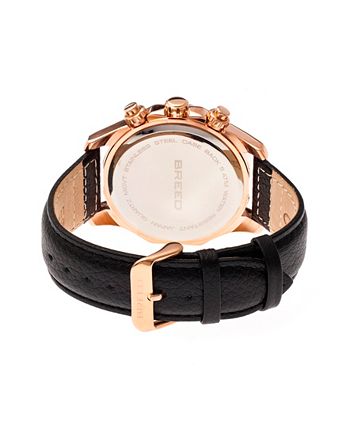 Breed - Lacroix Chronograph Leather-Band Watch - Rose Gold/Dark Brown