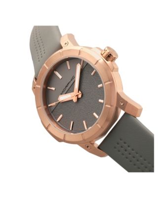 Morphic M54 Series, Rose Gold Case, Grey Leather Band Chronograph Watch, 46mm