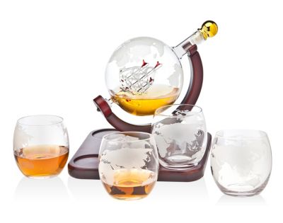 Godinger Globe Decanter With Four Glasses - Macy's