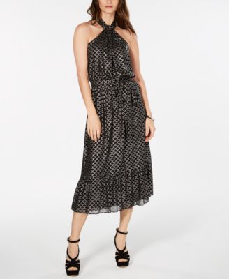 Michael Kors - Metallic-Print Belted Dress