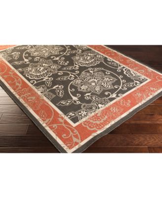 Alfresco ALF-9592 Black 8'9" Round Area Rug, Indoor/Outdoor