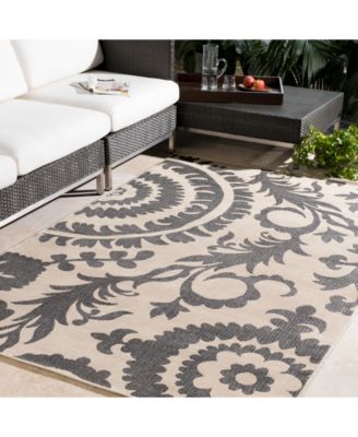 Alfresco ALF-9612 Black 8'9" Round Area Rug, Indoor/Outdoor