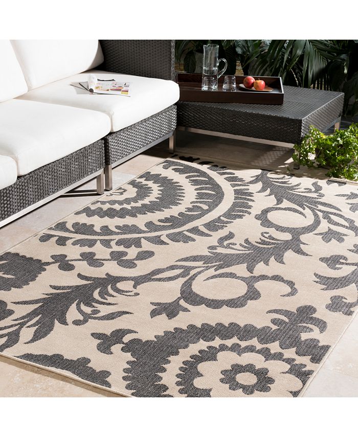 Surya - Alfresco ALF-9612 Black 7'3" Round Area Rug