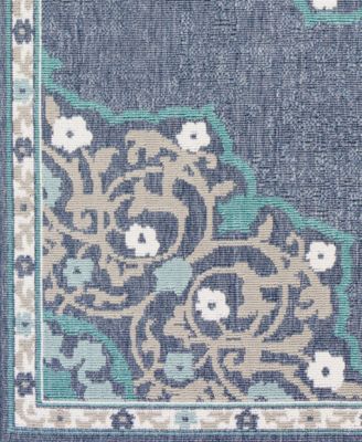 CLOSEOUT! Alfresco ALF-9678 Charcoal 2'3" x 7'9" Runner Area Rug, Indoor/Outdoor