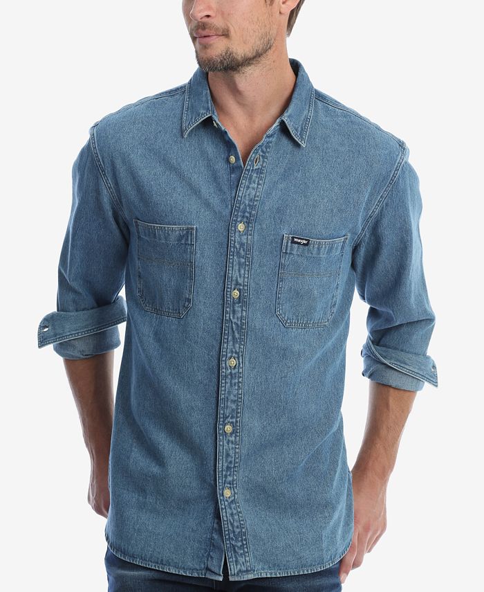 Wrangler Men's Long Sleeve Denim Utility Shirt & Reviews - Casual  Button-Down Shirts - Men - Macy's