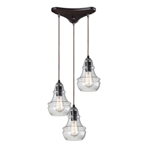 Menlow park 3- Light Pendant in Oiled Bronze