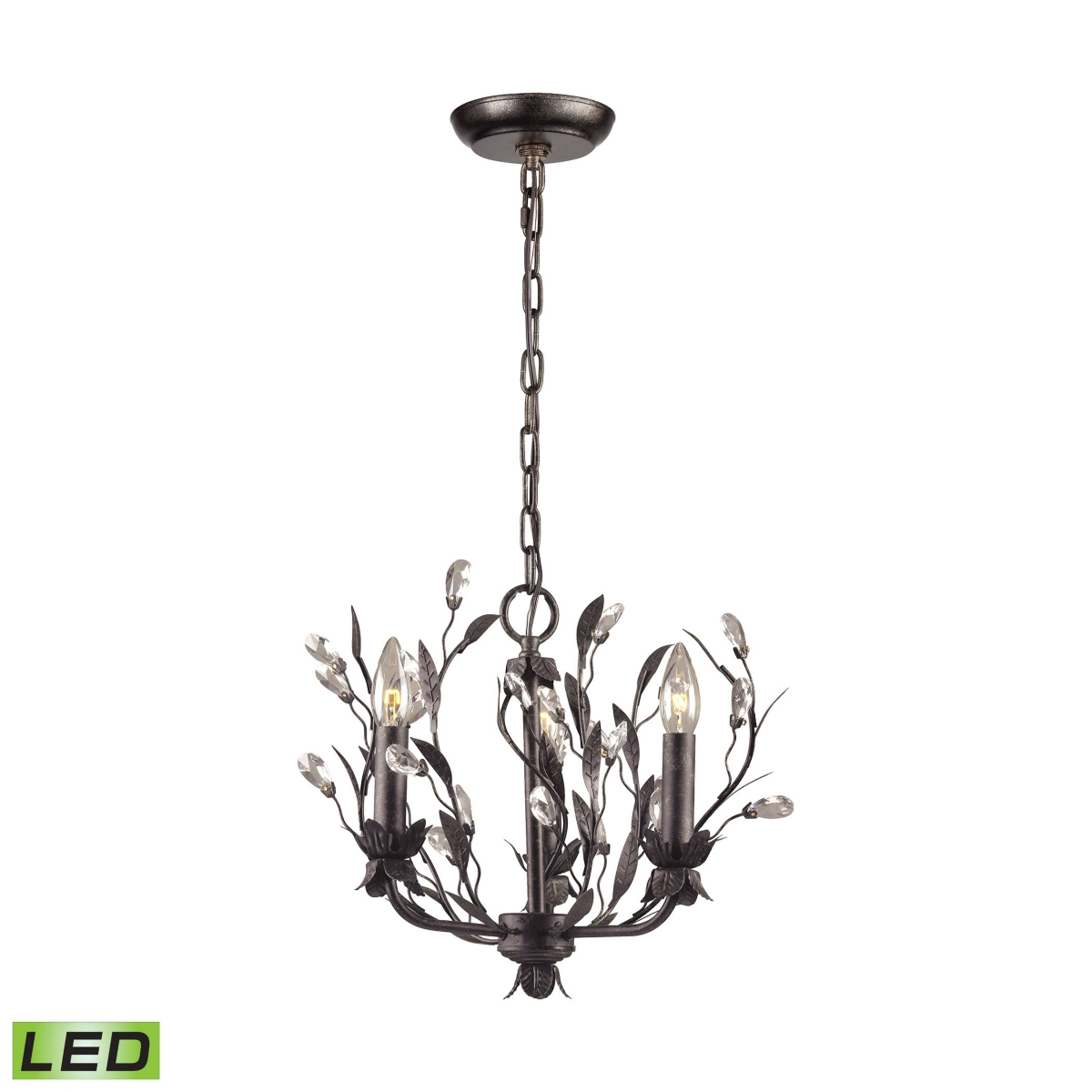Circeo 3 Light Chandelier in Deepand Crystal Droplets - Includes Adapter Kit - Rust