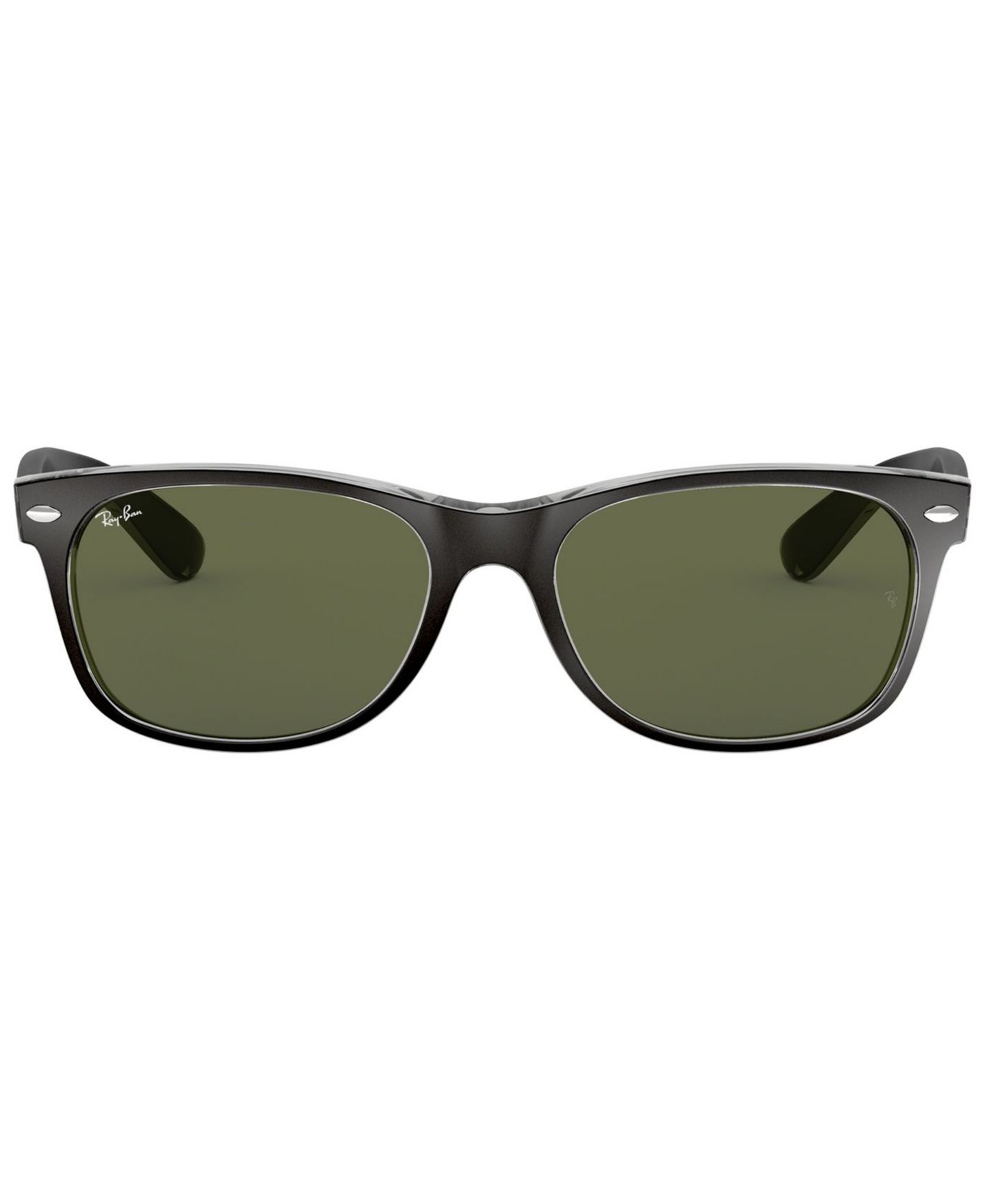 Солнцезащитные очки Ray-Ban Unisex New Wayfarer Sunglasses, RB2132, цвет: Чёрный прозрачный / Зелёный — фото 2