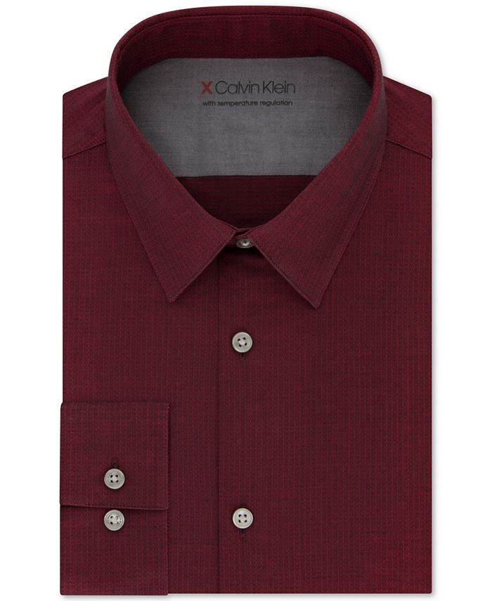Calvin Klein Men's Extra Slim Fit Contour Stretch Wrinkle Free Solid Dress Shirt White Size 15.5X32-33