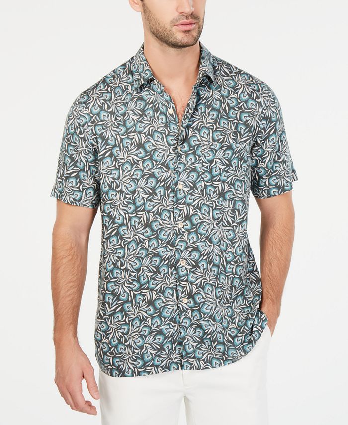 Tasso Elba Men's Vedere Floral-Print Silk Blend Shirt, Created for Macy ...