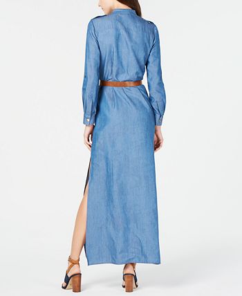 Michael kors denim maxi shirt dress deals