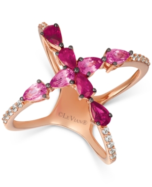 image of Le Vian Strawberry Layer Cake Multi-Gemstone Ring in 14k Rose Gold