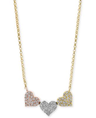 triple diamond heart necklace