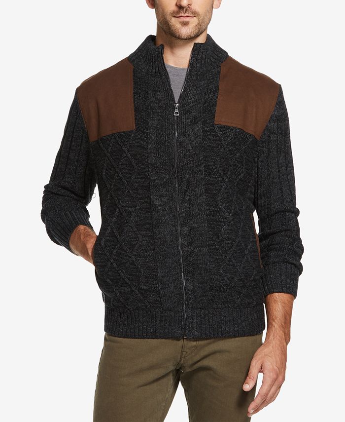 Weatherproof Vintage Men's Faux Suede-Patch Fleece-Lined Zip Sweater ...