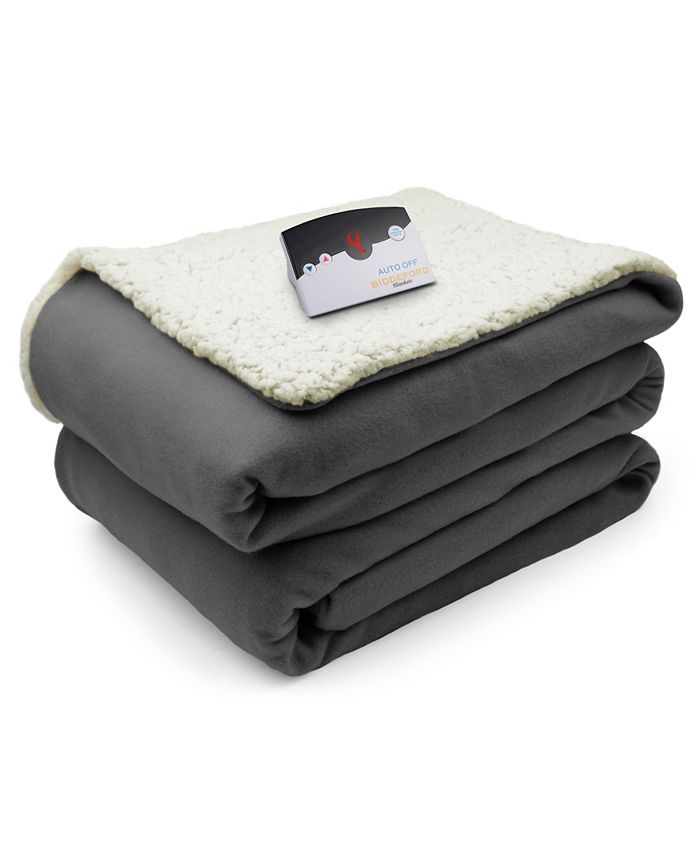Biddeford Electric Comfort Knit Fleece/Sherpa Twin Blanket Macy's