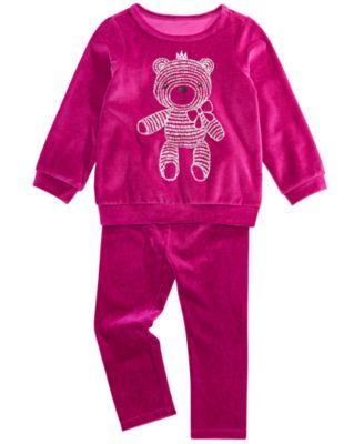 First Impressions Baby Girls Holiday Velour Teddy Bear Top & Velour Leggings Separates, Created for Macy's 
