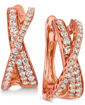 image of Le Vian Nude Diamond Crisscross Drop Earrings (1 ct. t.w.) in 14k Rose Gold