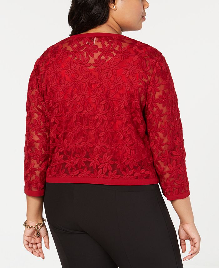 anne klein broderie cropped lace cardigan