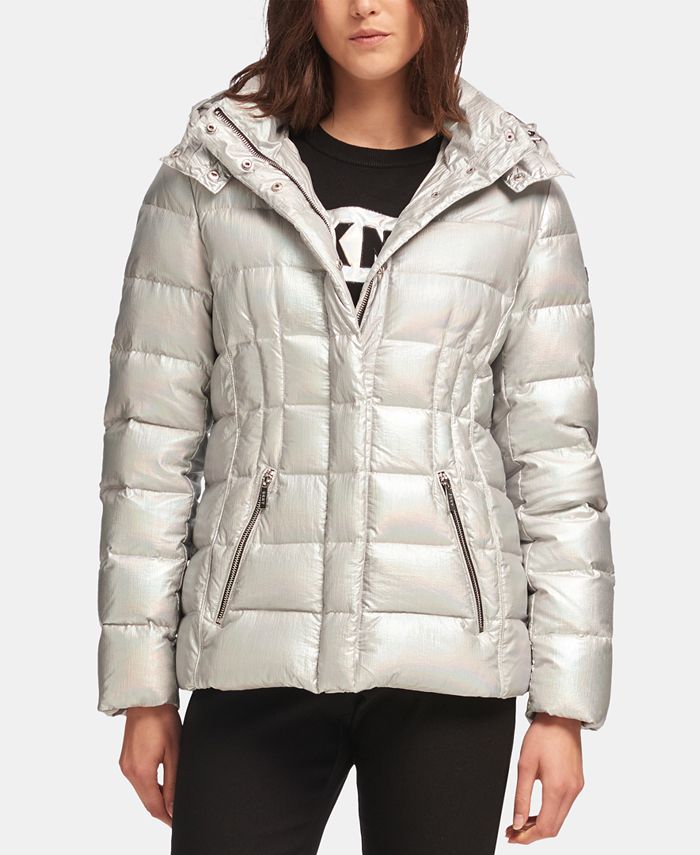DKNY Metallic Hooded Puffer Jacket - Macy's